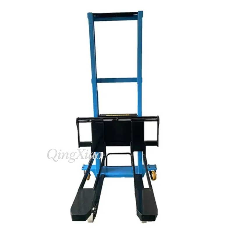 1Ton Self Loading Pallet Stacker Portable Truck Mount Forklift Sturdy Ladder Frame Heavy Duty Bearing Capacity Goods Hoisting