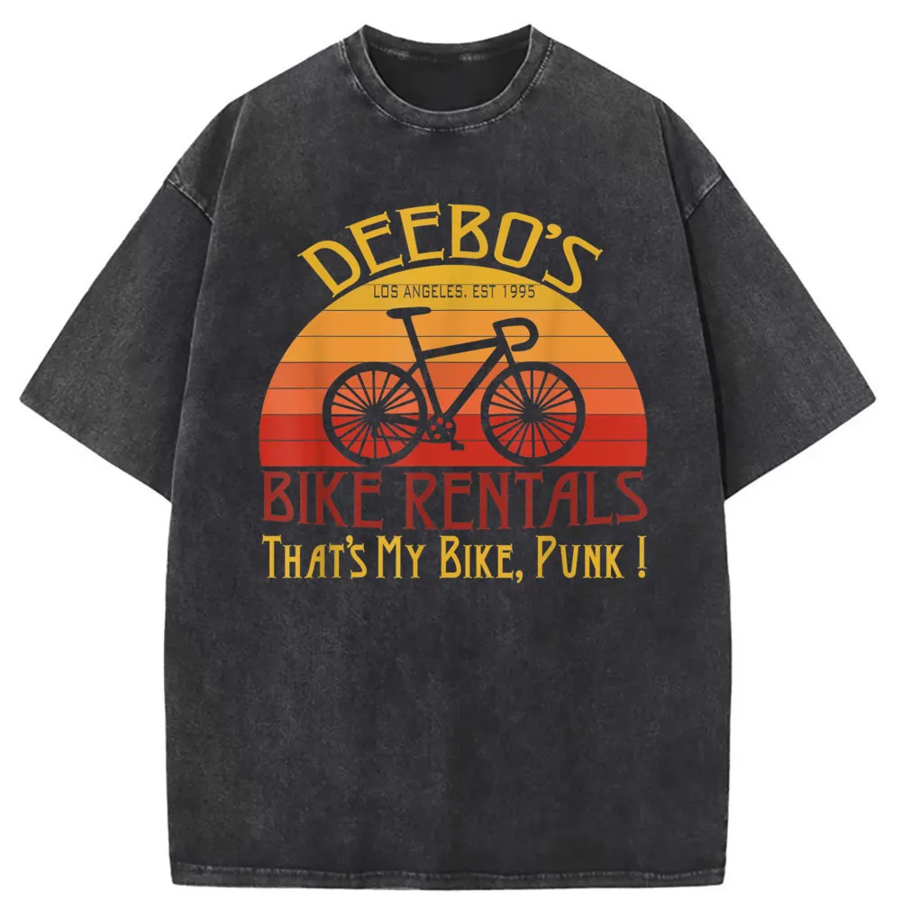 Deebos Bike Rentals Vintage Men Printed T-shirts Unisex Long Sleeve Tshirts Man Summer Fall Sweatshirts Bike Gothic Clothing