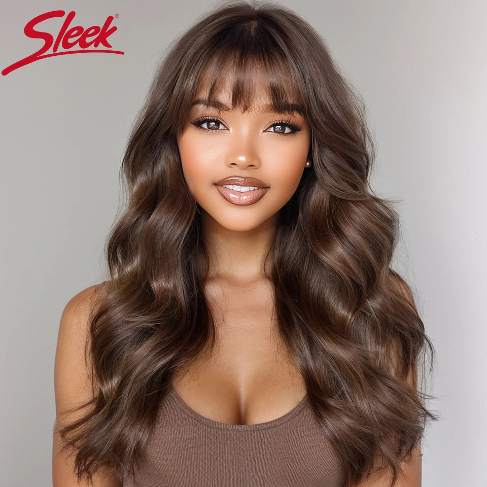 100% Real Ready To Wear Body Wave With Bangs Lace Inside Brazilian Hair Wigs 22 Inch Highlight Colored Human Hair Wigs For Women