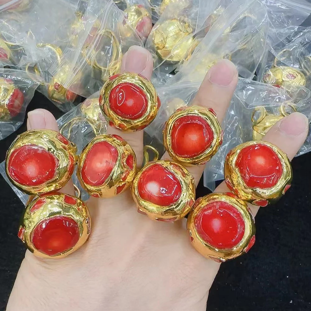 Stylish Jewelry for Women Fashionable Fine Gold Plated Brass Coral Rings