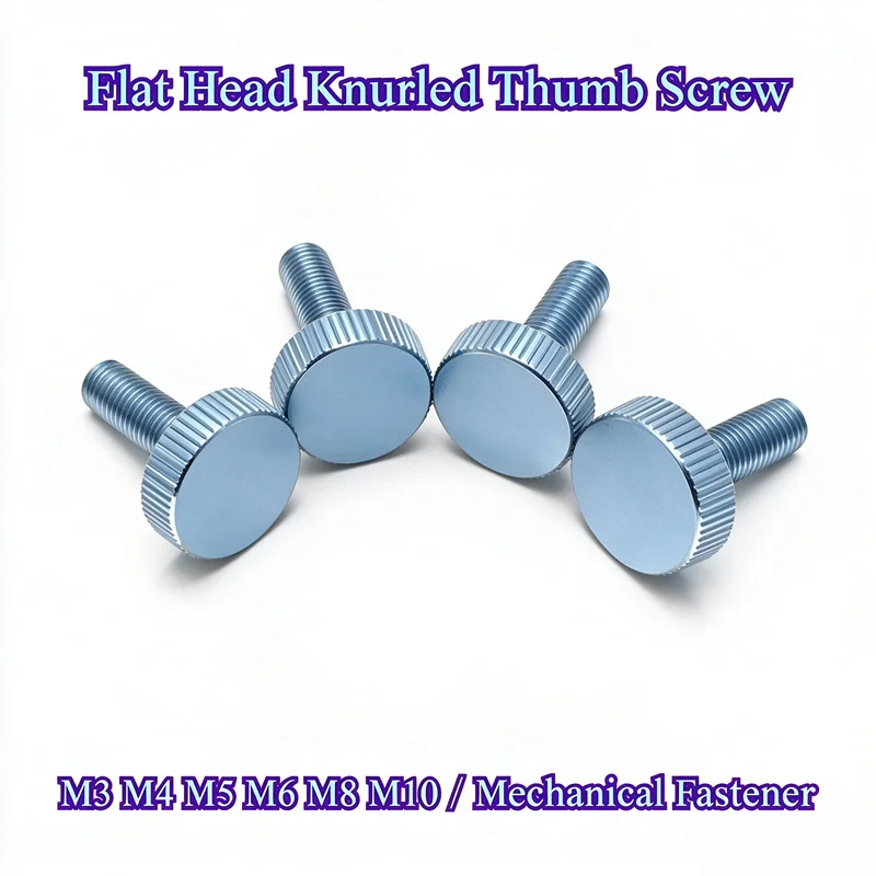 Galvanized Flat Head Knurled Hand Twist Screw Single Layer Manual Thumb Adjustment Screw M3 M4 M5 M6 M8 M10 Mechanical Fastener