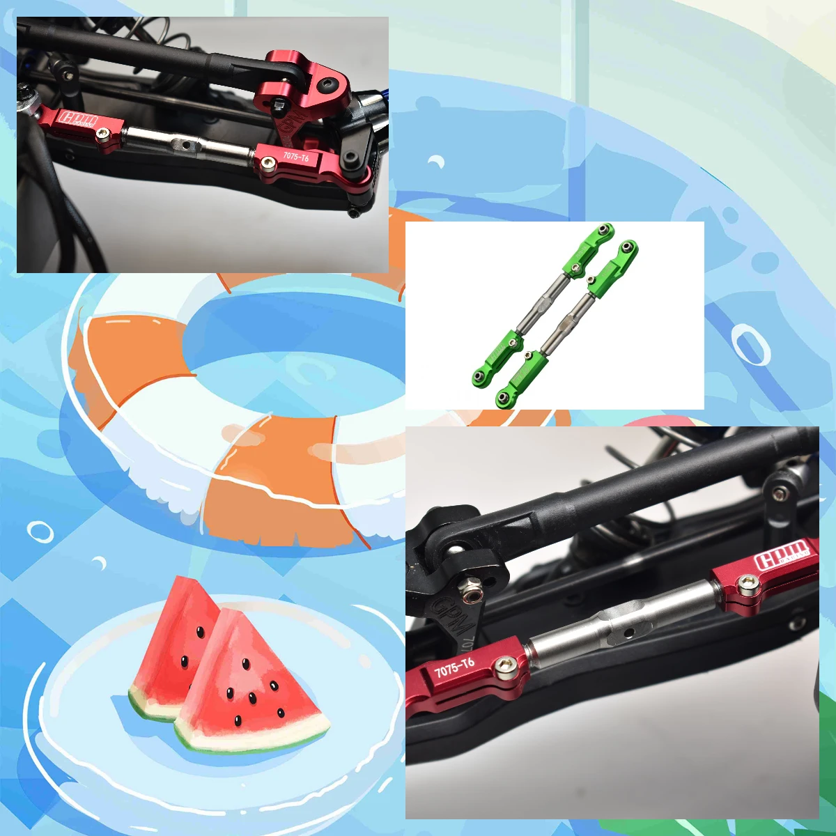 

GPM Aluminum 7075-T6+Stainless Steel Adjustable For TRAXXAS 1/8 4Wd Sledge Monster Truck -95076-4