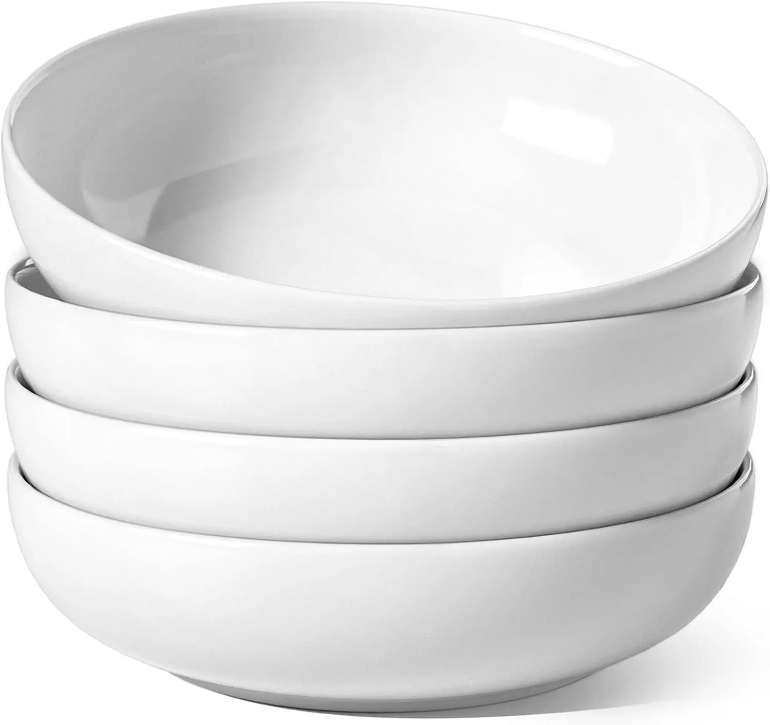 

Large 8.5 Inch Pasta Bowls Set of 4, Microwave Safe White Serving Bowls for Soup, Salad, Noodles