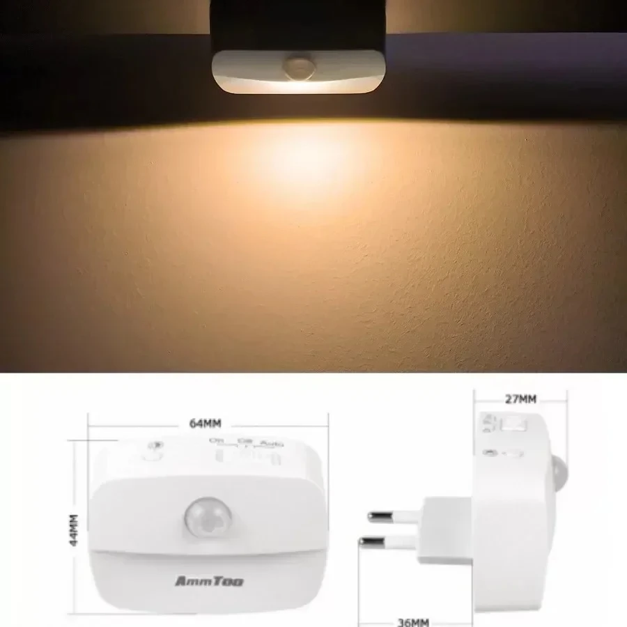 Czujnik ruchu lampka nocna ue wtyczka 220V zasilany z baterii wykrywacz ruchu LED lampka nocna do szafa do sypialni schodów kuchennych toalet