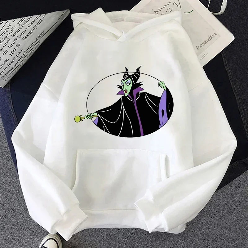 Kawaii Women White Hoodies Disney Cartoon Princess Alice Print Hoodie Tops Harajuku Autumn Casual Hooded Pullovers Sweatshirts