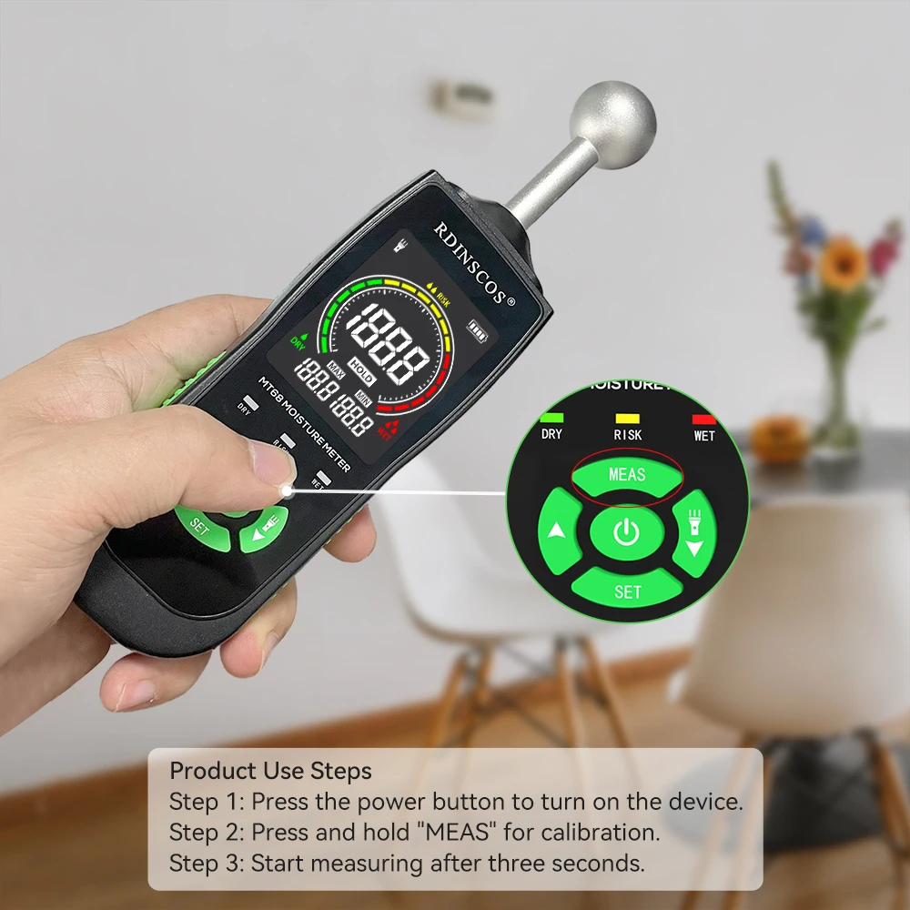 LCD Screen Hygrometer Alarm Humidity Tester Pinless Detect Digital Wood Moisture Meter Timber Damp Detector