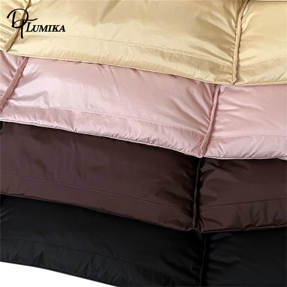 سترة شتوية جديدة للنساء من DTLumika 2025، سترة قصيرة دافئة صلبة مملوءة بالأسفل معطف شتوي نسائي خارجي