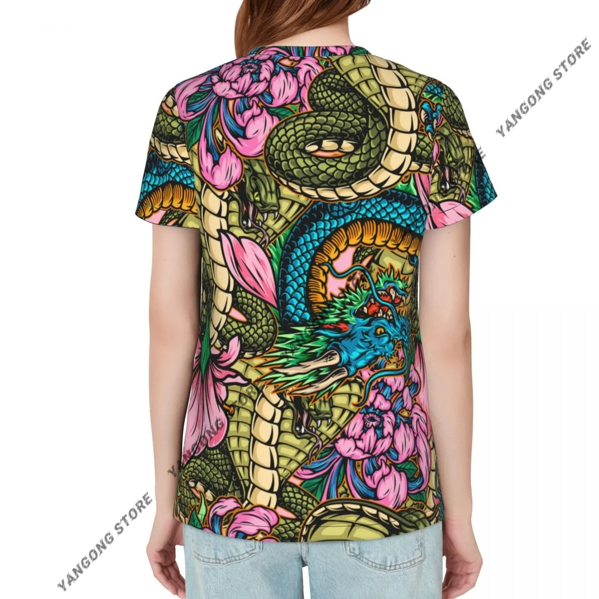 Women's T-shirt ladies casual Vintage Poisonous Snakes Fantasy Dragons female T-shirt short-sleeved T-shirt summer thin tops