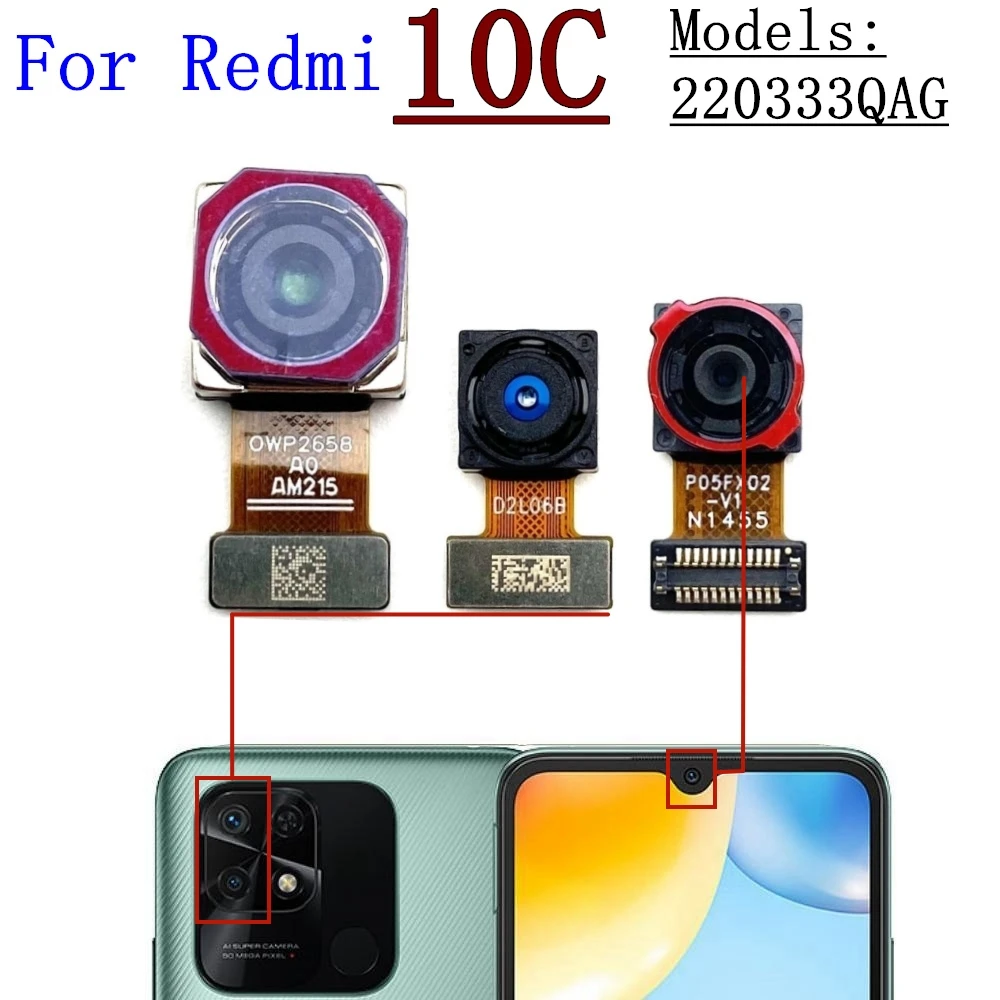 

Фронтальная и задняя камера для Xiaomi Redmi 10C, задняя камера для селфи, фронтальная, фронтальная, задняя камера, модуль, гибкий кабель 10C