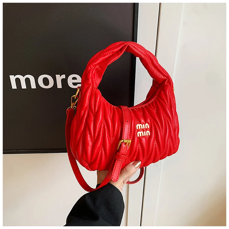 Pleated Cloud Ladies Handbags High Quality PU Shopping Shoulder Bags for Women Removable Shoulder Strap Crossbody Bag Small Bags