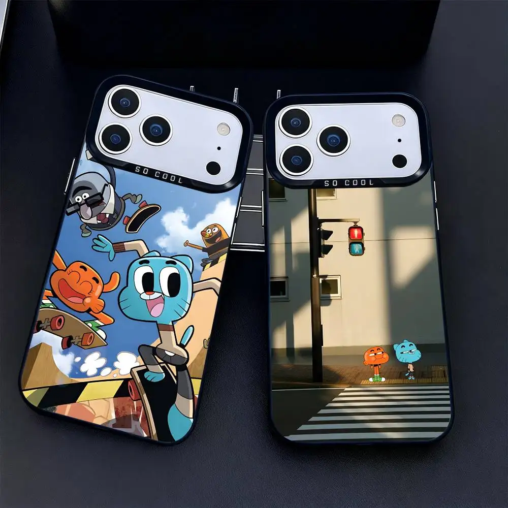 

AMAZING Art WORLD OF GUMBALL Case For iPhone 16,15,14,17,13,12,11,Mini,Pro,SE,XS,MAX,Air,Black Matte Silicone Cover