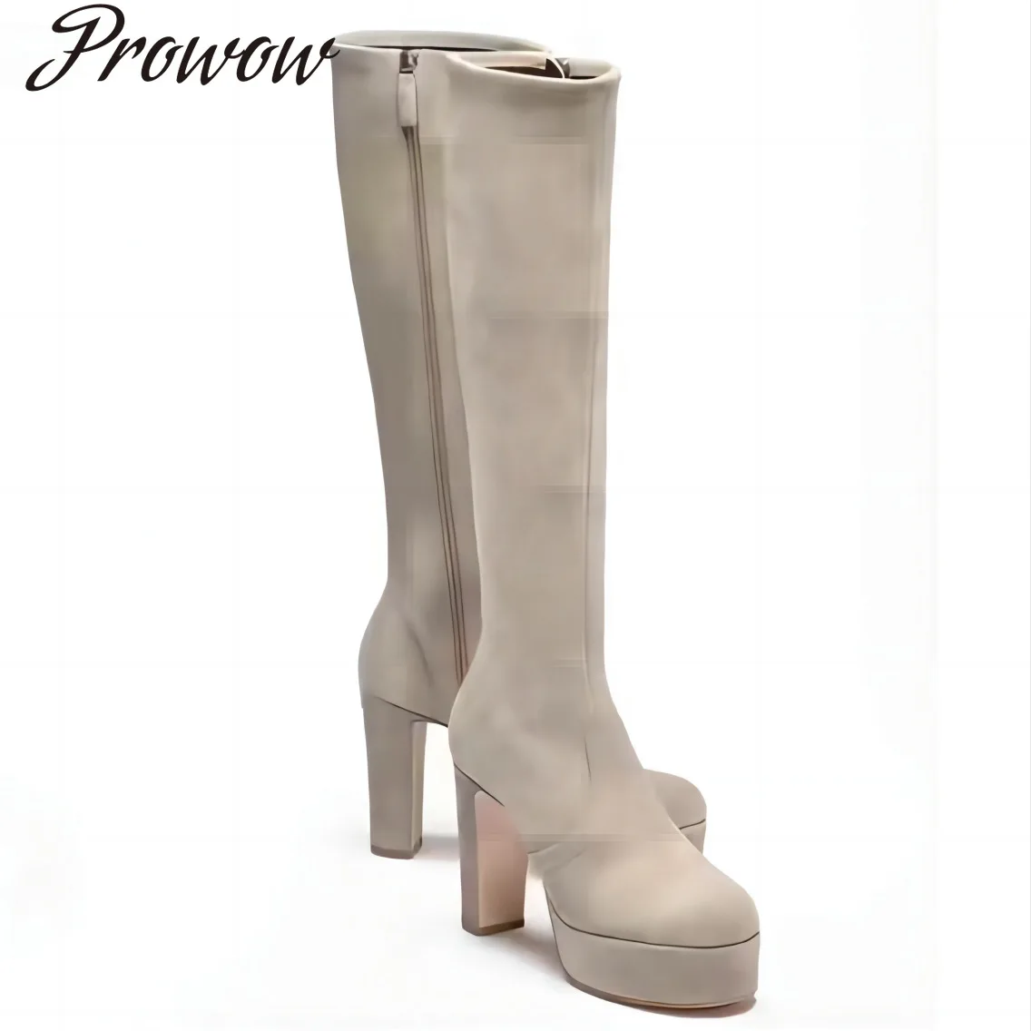 

Новые непромокаемые сапоги до колена на большом высоком каблуке и платформе с эластичной круглой головкой, женская обувь Zapatos Mujer