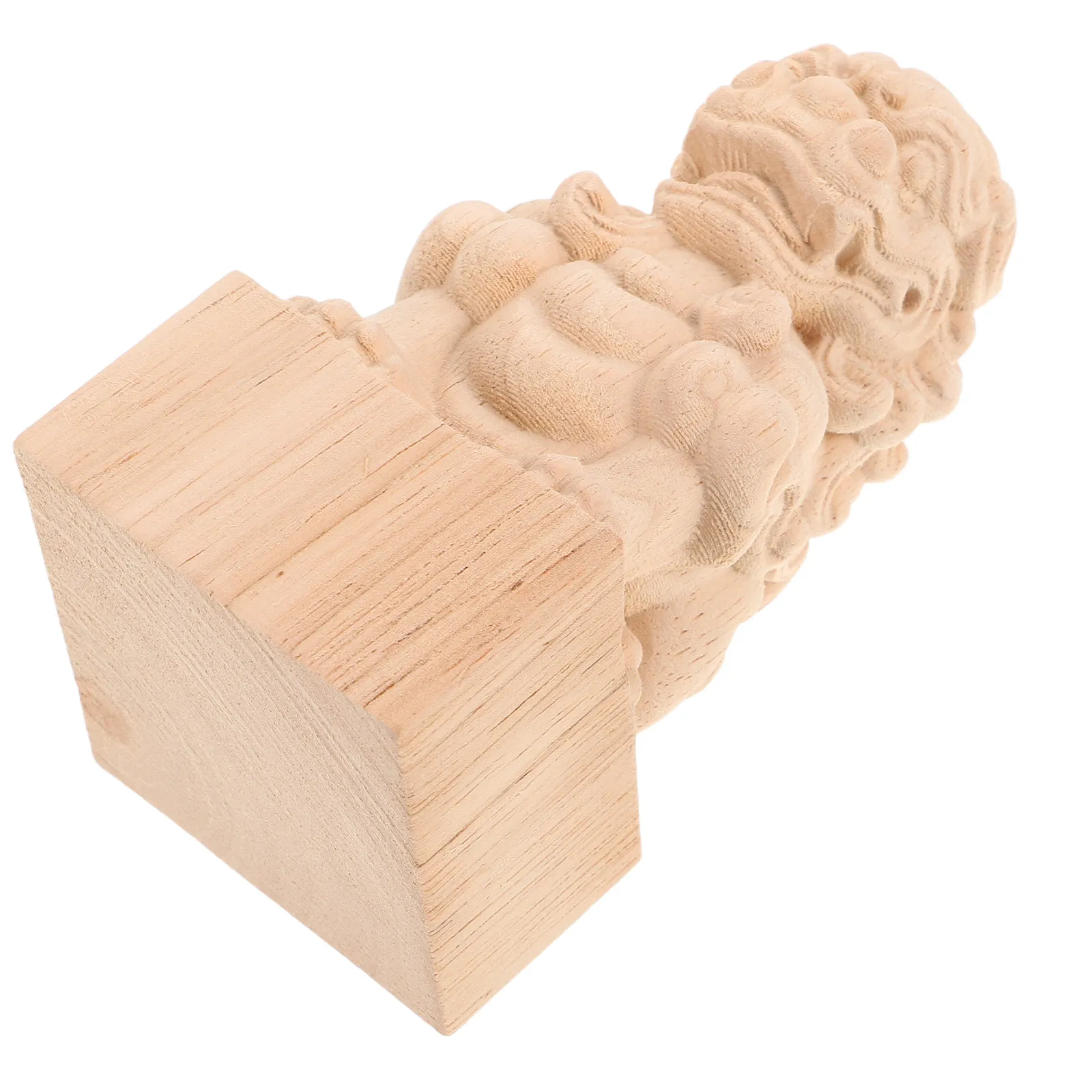 Solid Wood Lion Sculpture Garden Bridge Column Caps Decorative Arch Bridge Pillar Tops Outdoor Landscaping Sculptures Home Decor