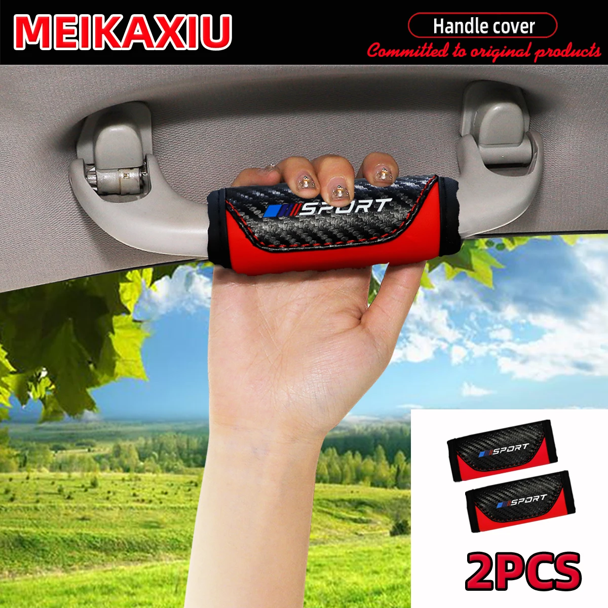 

Искусственная кожа, углеродное волокно, кожа с принтом «СПОРТ», защитный чехол для ручки салона автомобиля, чехол для ручки автомобиля, декоративный предмет