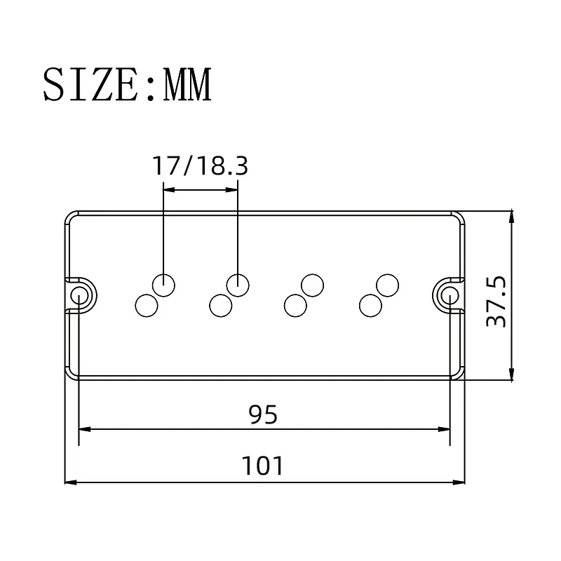 Alnico 5 Stacked Humbucker for 4-String Bass with Staged Polepiece Noise Reduction 17/18.3MM 4 Conduct Coil Splitting