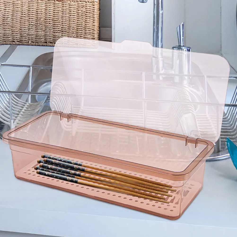 

3Pcs Plastic Kitchen Cutlery Organizer Storage Box Self Draining Flatware Tray Covered Utensil Holder for Drawer