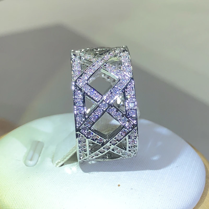 925 Sterling Silver High Quality Zircon Big Ring For Ladies Men\'s XV Letter Ring Wedding Party Jewelry Gift Wholesale
