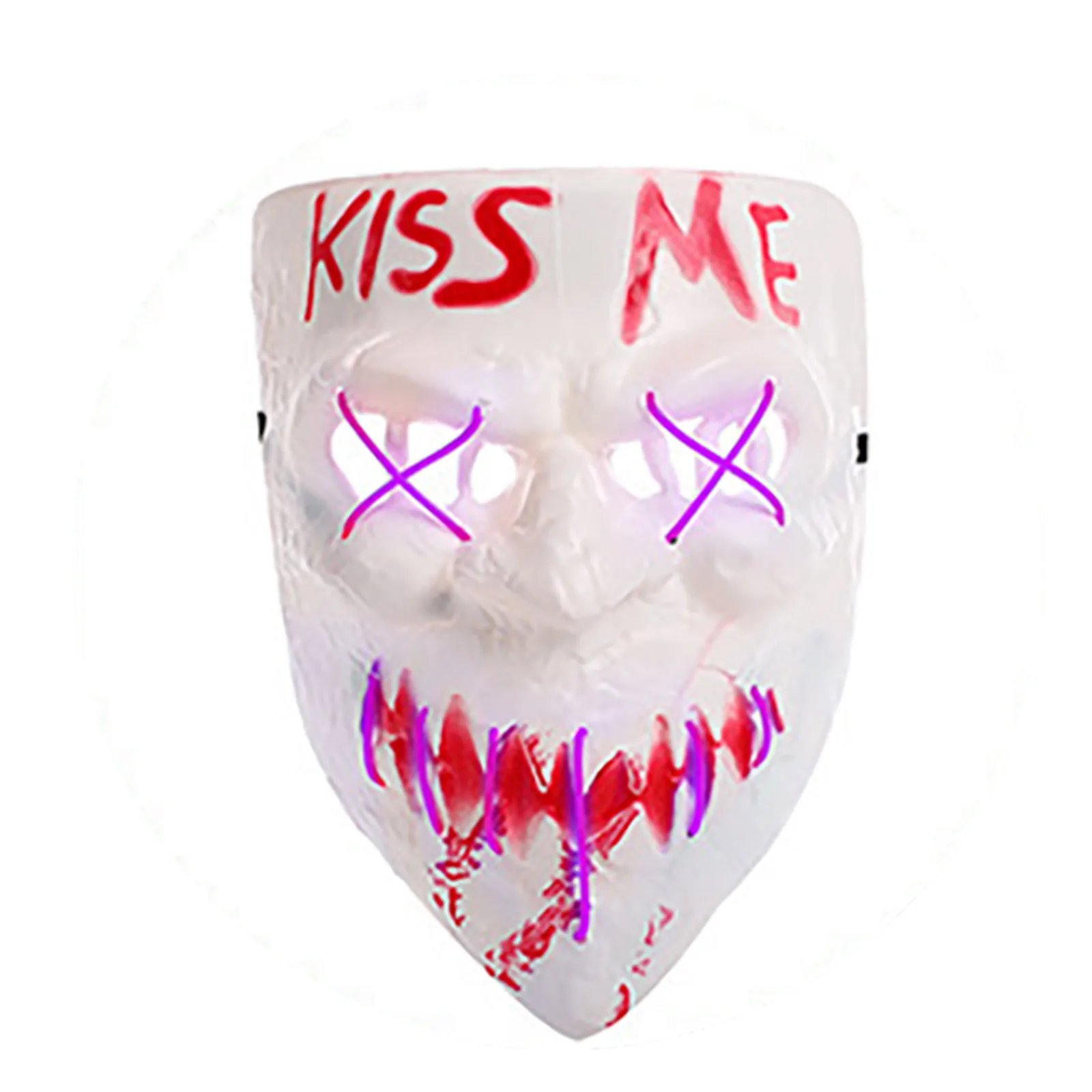 Maska dla dorosłych i dzieci, podświetlana, przerażająca, wielokrotnego użytku, rekwizyt na Halloween z efektami upiornej LED do cosplayu, na festiwale i jako akcesorium na imprezy.