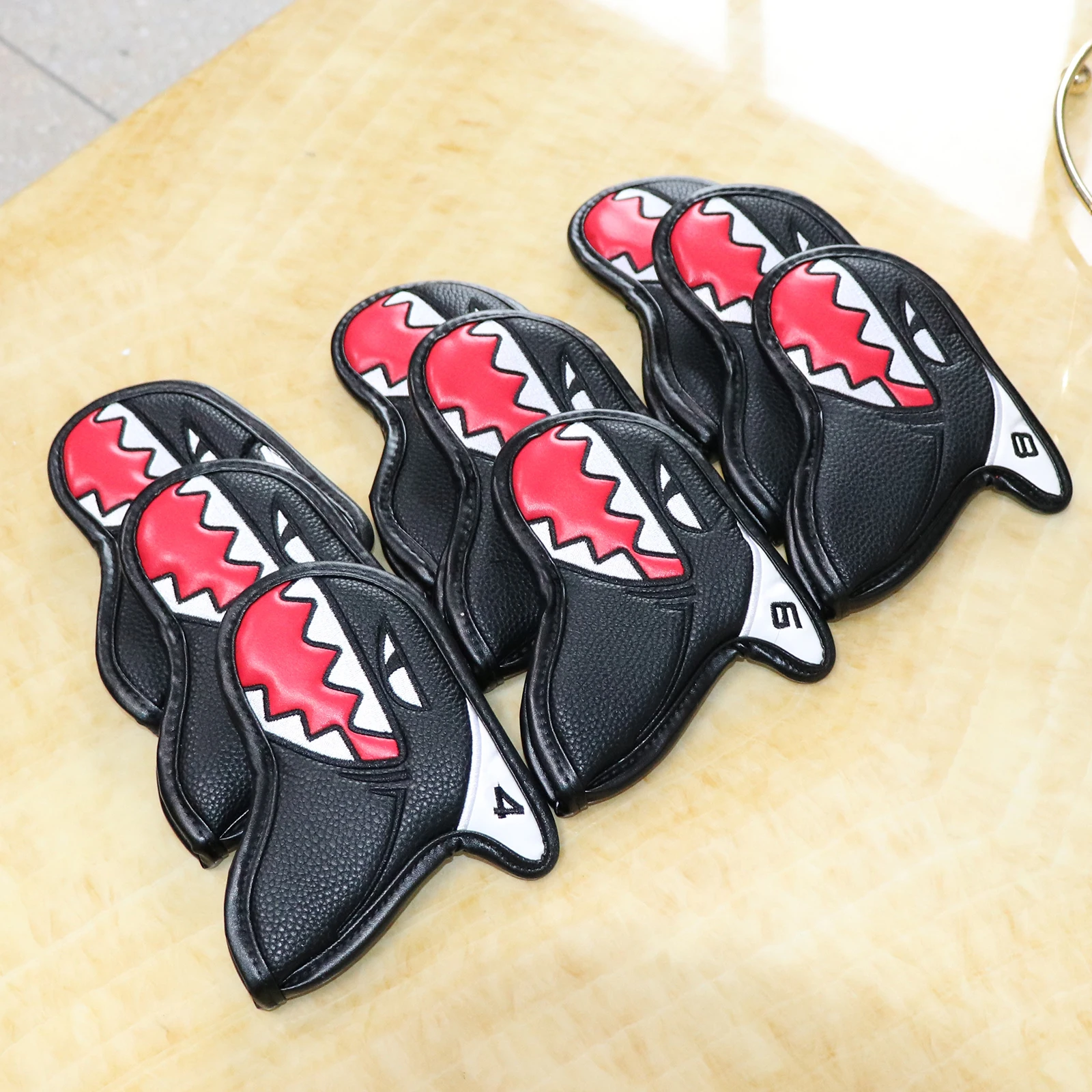 9x Shark Golf Iron Headcovers Golf Head Covers Anti-scratch Outdoor