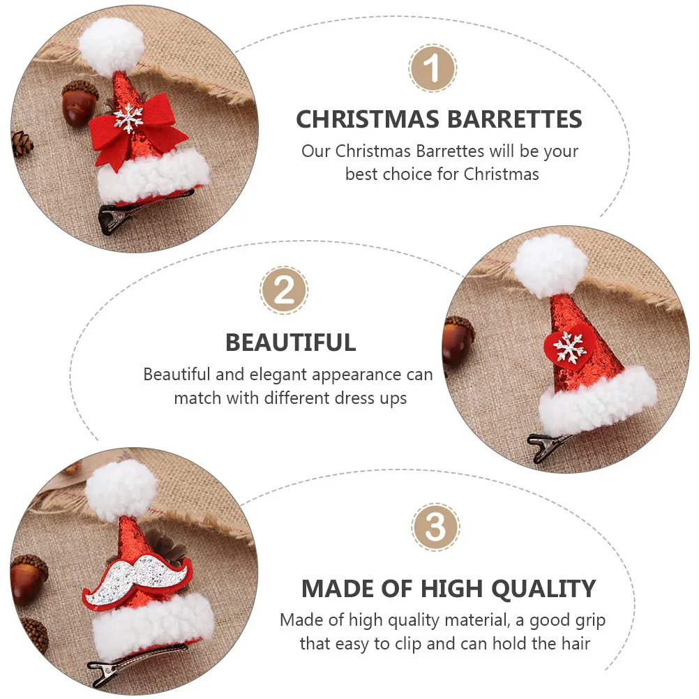 

6Pcs Christmas Christmas Hairpin Colorful Children Hair Clips Santa Hat Girls Children Accessories Party Wedding Gifts