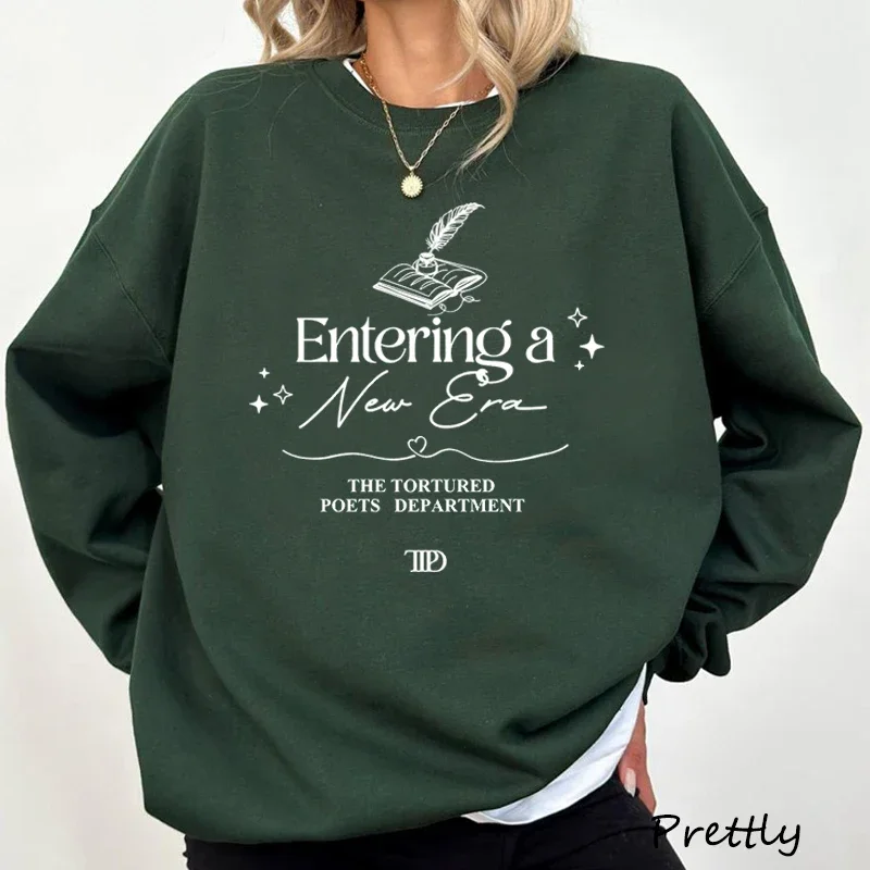 

Entering A New Era Round Neck Sweatshirt The Tortured Poets Department Pullover Long Sleeve Women's Clothing TTPD TS11 Hoodie