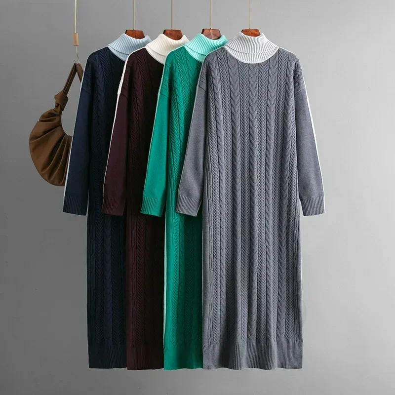 Nomikuma Long Sweater Women's Autumn Winter 2024 New Thickened Fried Dough Twists Knitting Dress