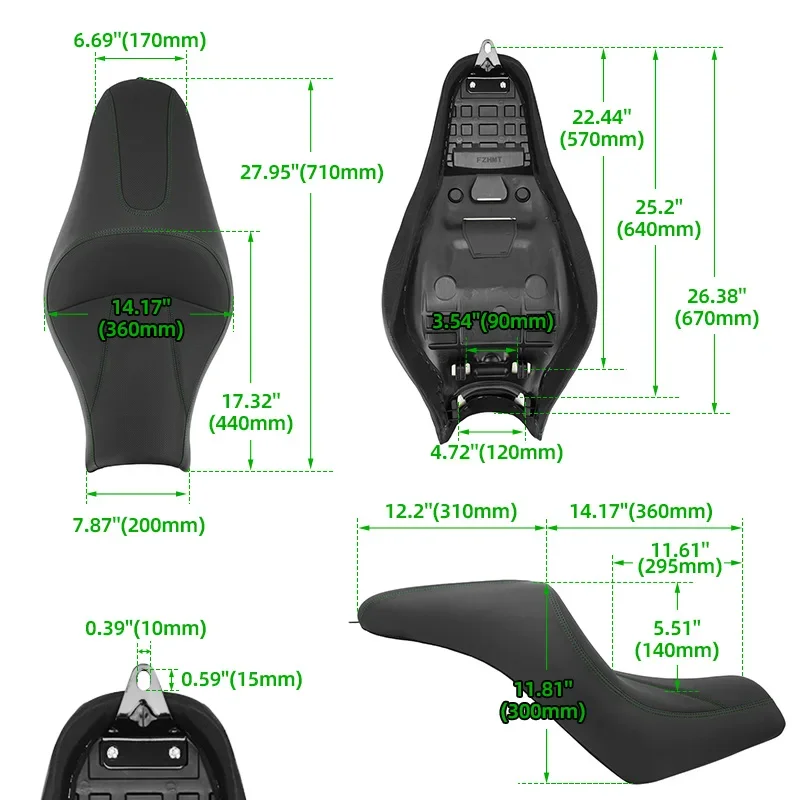 Preto couro da motocicleta dois up sear motorista dianteiro traseiro assento do passageiro para kawasaki vulcan s650 vn650 en650 2015-2023