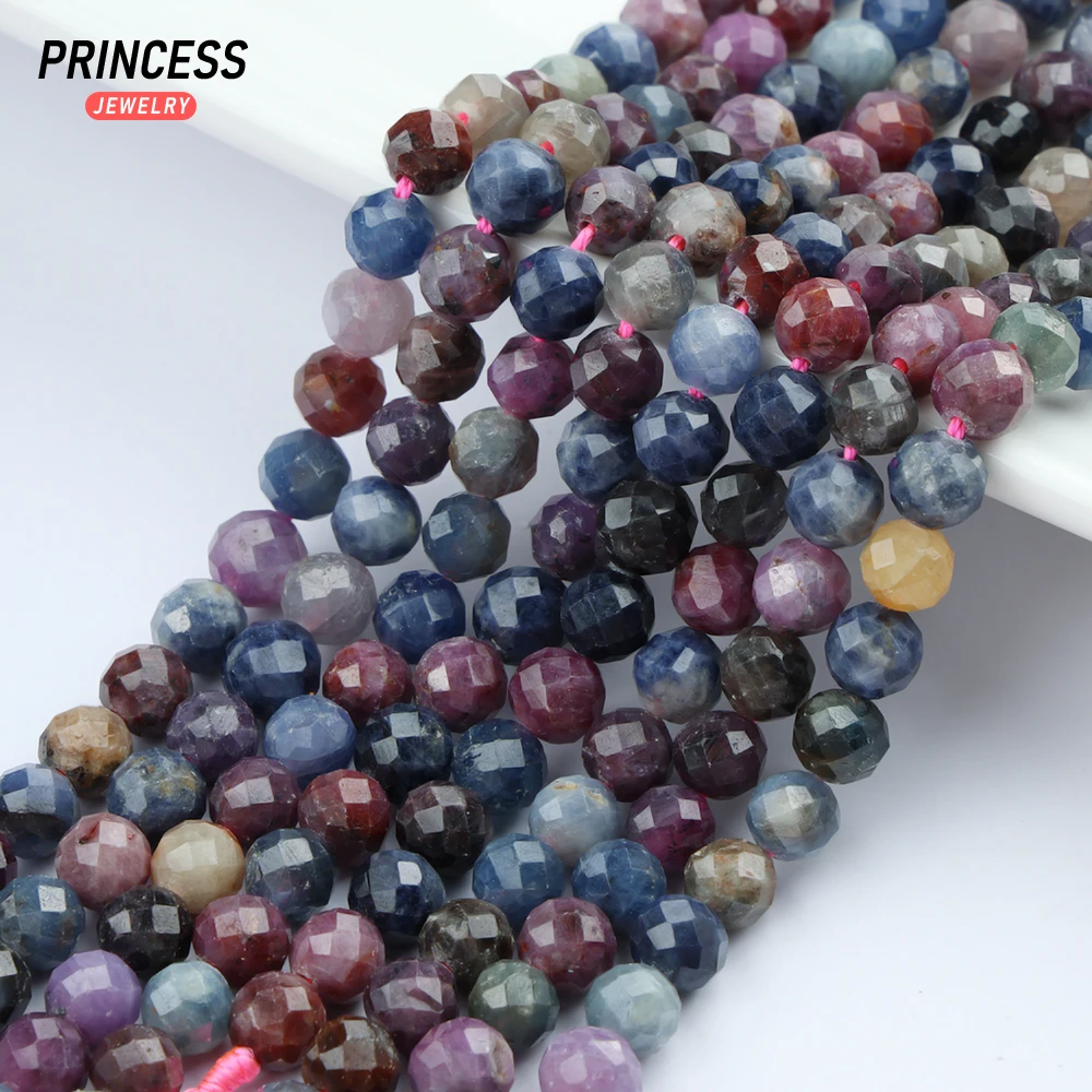 

A+ Natural Ruby Sapphire Without Heat Treatment 4mm 6mm Faceted Beads for Jewelry Making Wholesale Stone Bead DIY Accessories