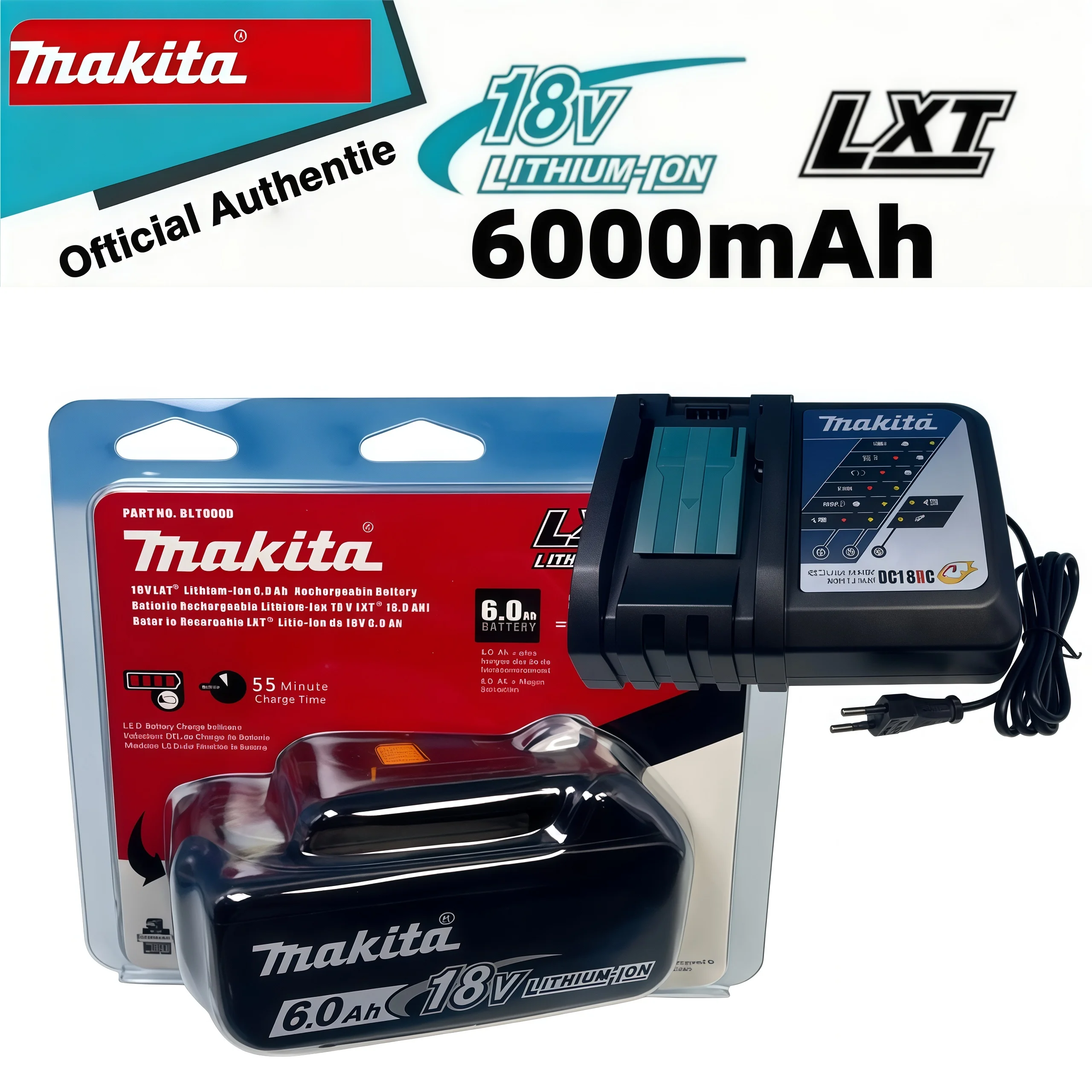 Makita 18V original tool battery BL1860 BL1850 6.0Ah 6000mAh large capacity compatible with drill chain saw angle+charger