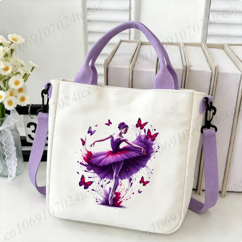Women's Canvas Shoulder Bag Watercolor Dance Girls Aesthetics Crossbody Bags Fashion Teenage Boys Girls Tote Handbag Gift