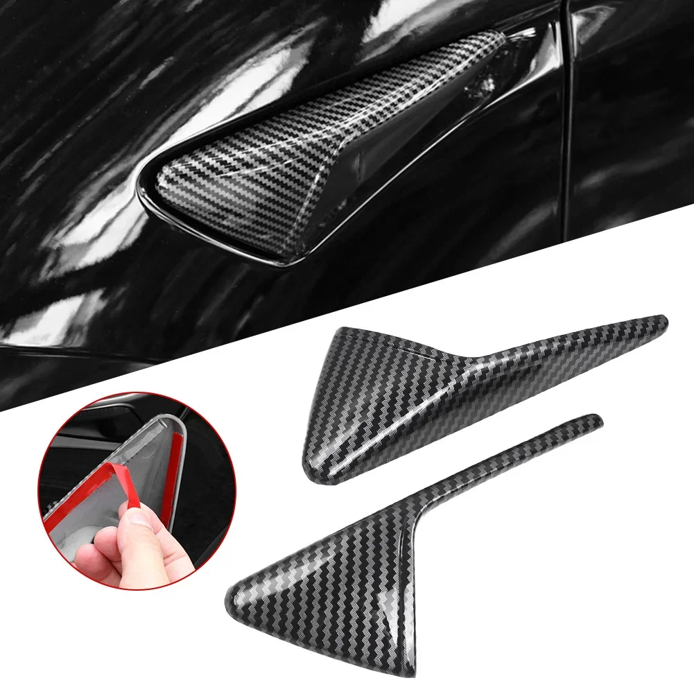 2PCS Car Side Camera Protector Cover for Tesla Model 3 Y S X Highland Accessories Turn Signal Fender Trim ABS Carbon Fiber