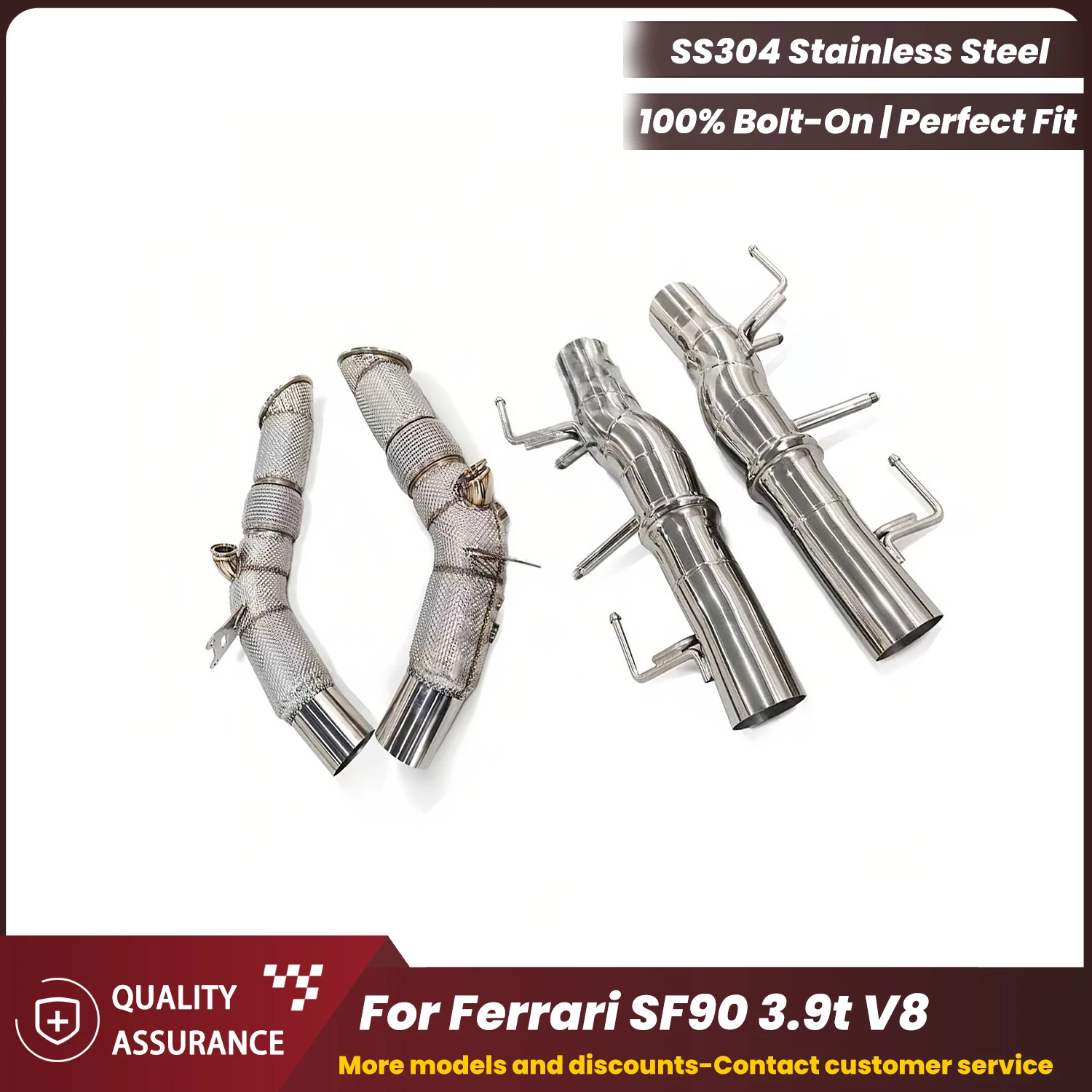 

ECCF Sports Downpipe With Heat Shield For Ferrari SF90 3.9t V8 Aggressive Exhaust Sound High Flow Performance Upgrade