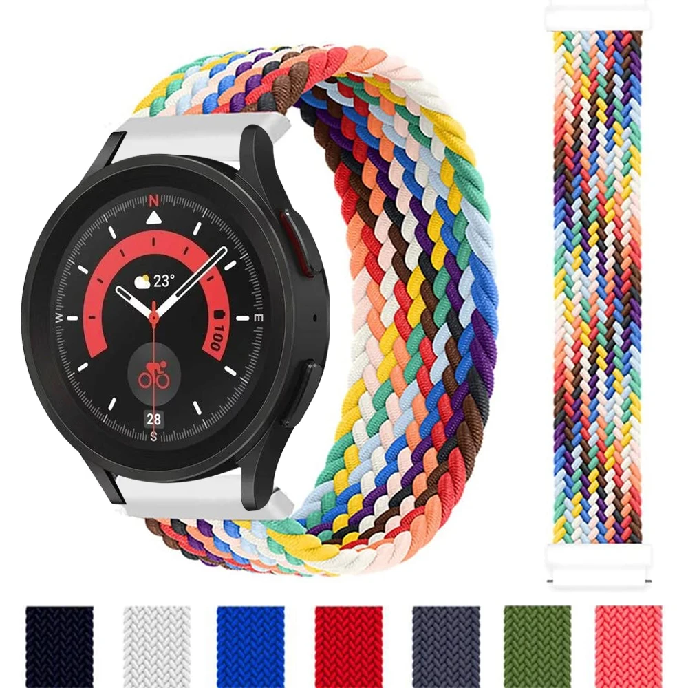 Band for Samsung Galaxy watch 4/classic/5 pro/45mm/44mm braided solo loop bracelet correa Huawei watch GT 2e 3 strap 20mm 22mm