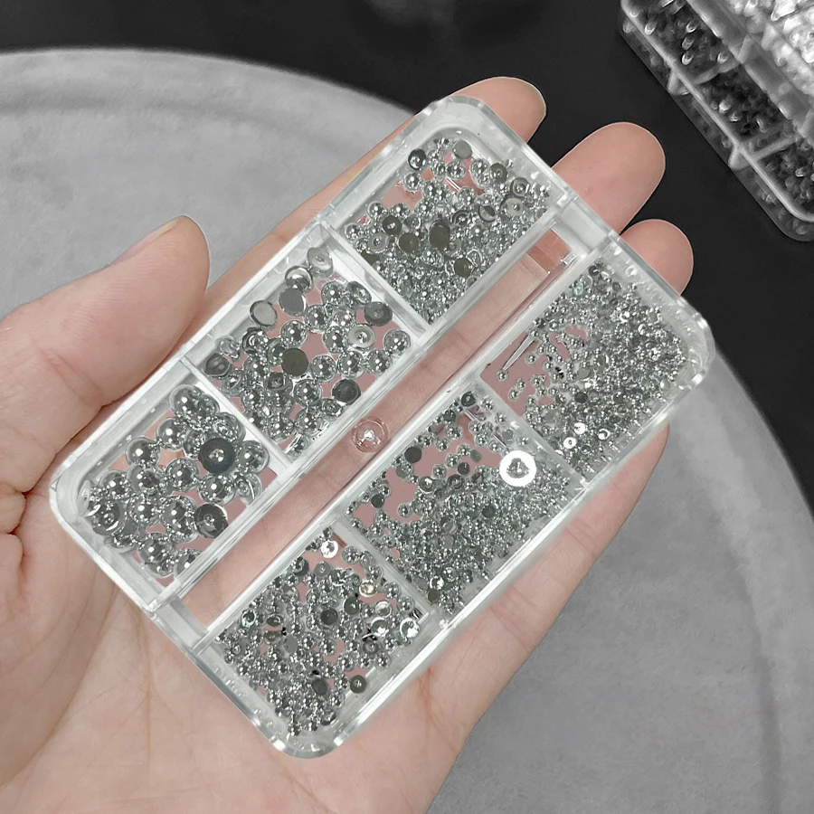 3D Punk Silber-Schwarzes Pyramiden-Nagelschmuck-Set, Metall-Kegelnadeln, Perlen, Nieten, Halloween Gothic Nageldekorationen – Detail 3