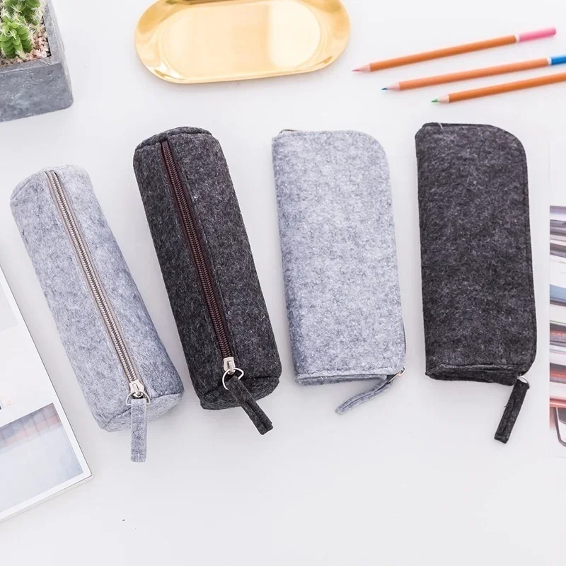 retro felt pencil pen case maquiagem cosmetica coin pouch zipper bolsa bolsa portatil papelaria escolar material de escritorio 01