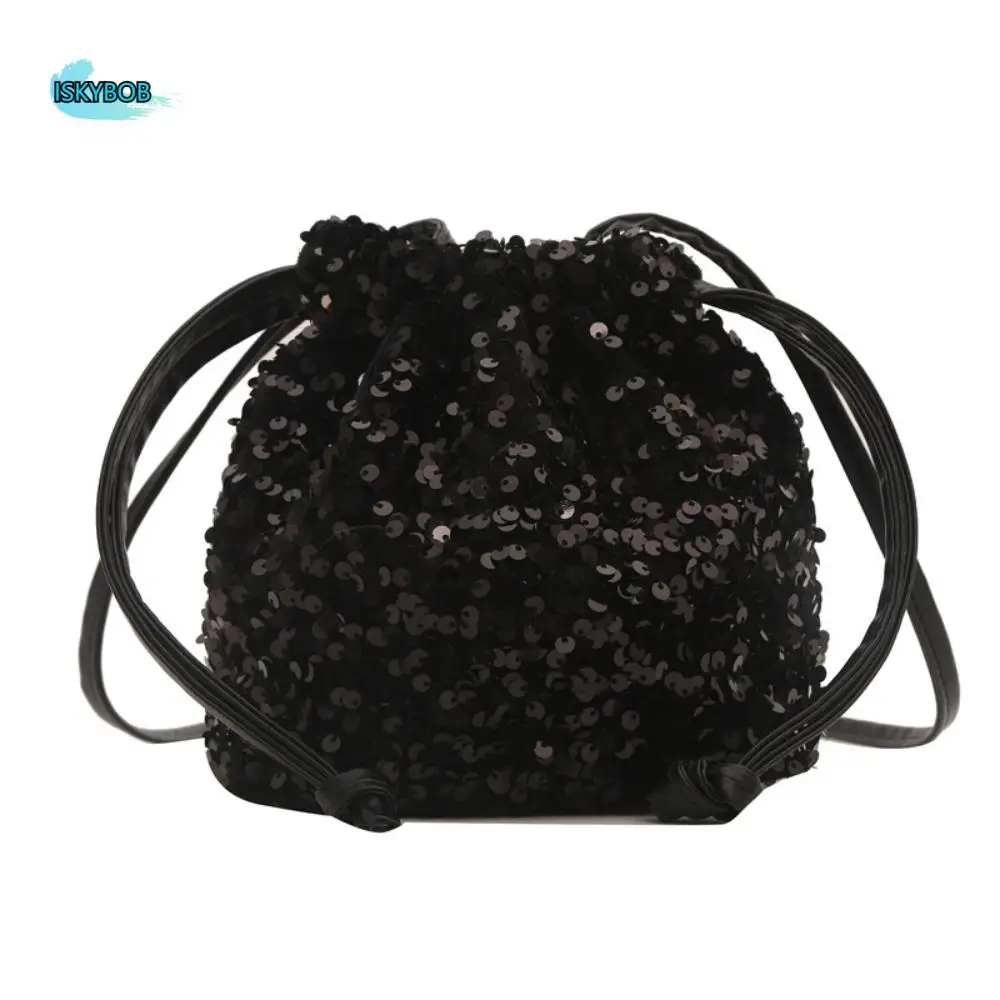 

Retro Shiny Evening Banquet Bag Handbag Korean Style Sequin Shoulder Bag Small Purse Drawstring Crossbody Bag Party