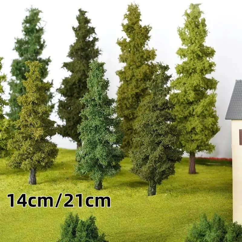 1 pçs material de mesa de areia militar artesanal diy decoração paisagem 14/21cm modelo pinheiro trem layout simulação fio modelo árvore