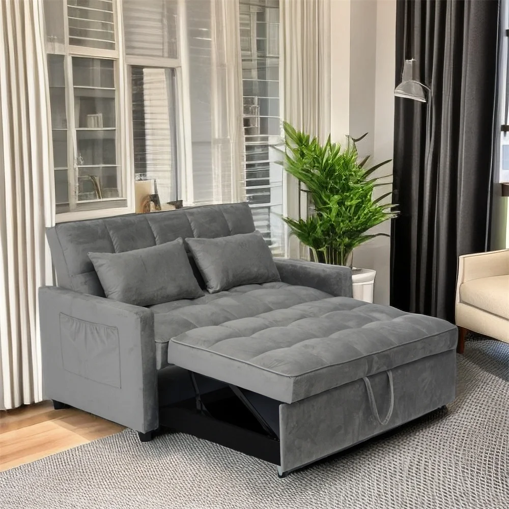 #￥Custom Sofa Bed with USB Ports Cup Holders Phone Holder Lazy Sofa Bed Convertible Sleeping Loveseat Sofa Bed for Living Room