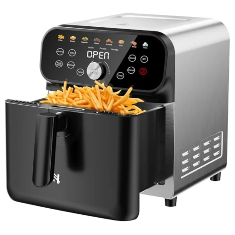 

6.2QT Air Fryer Oven with LED Digital Touchscreen 12 Preset Cooking Functions Bake Reheat Keep Warm Nonstick Dishwasher-Safe Ba