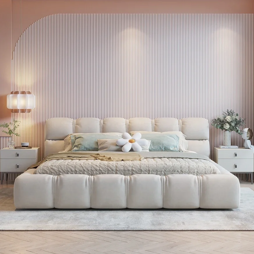 Bed Minimalist 1.5 double technology cloth  Modern luxury master room 1.8m online celebrity Puff tatami image 3