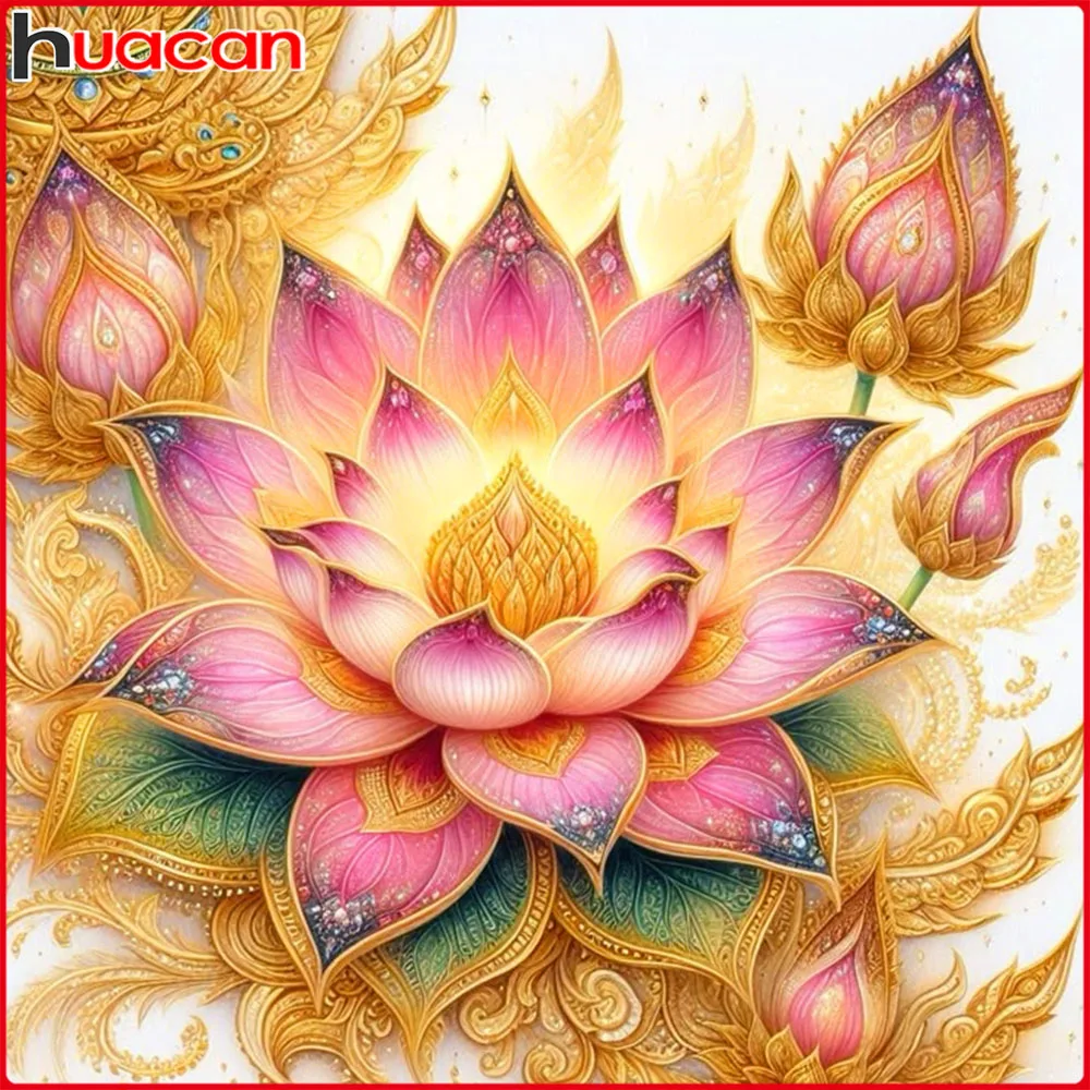 Huacan Neuheiten 2026 DIY Diamantmalerei Lotus Diamantstickerei Blumen Komplettset Dekorative Gemälde
