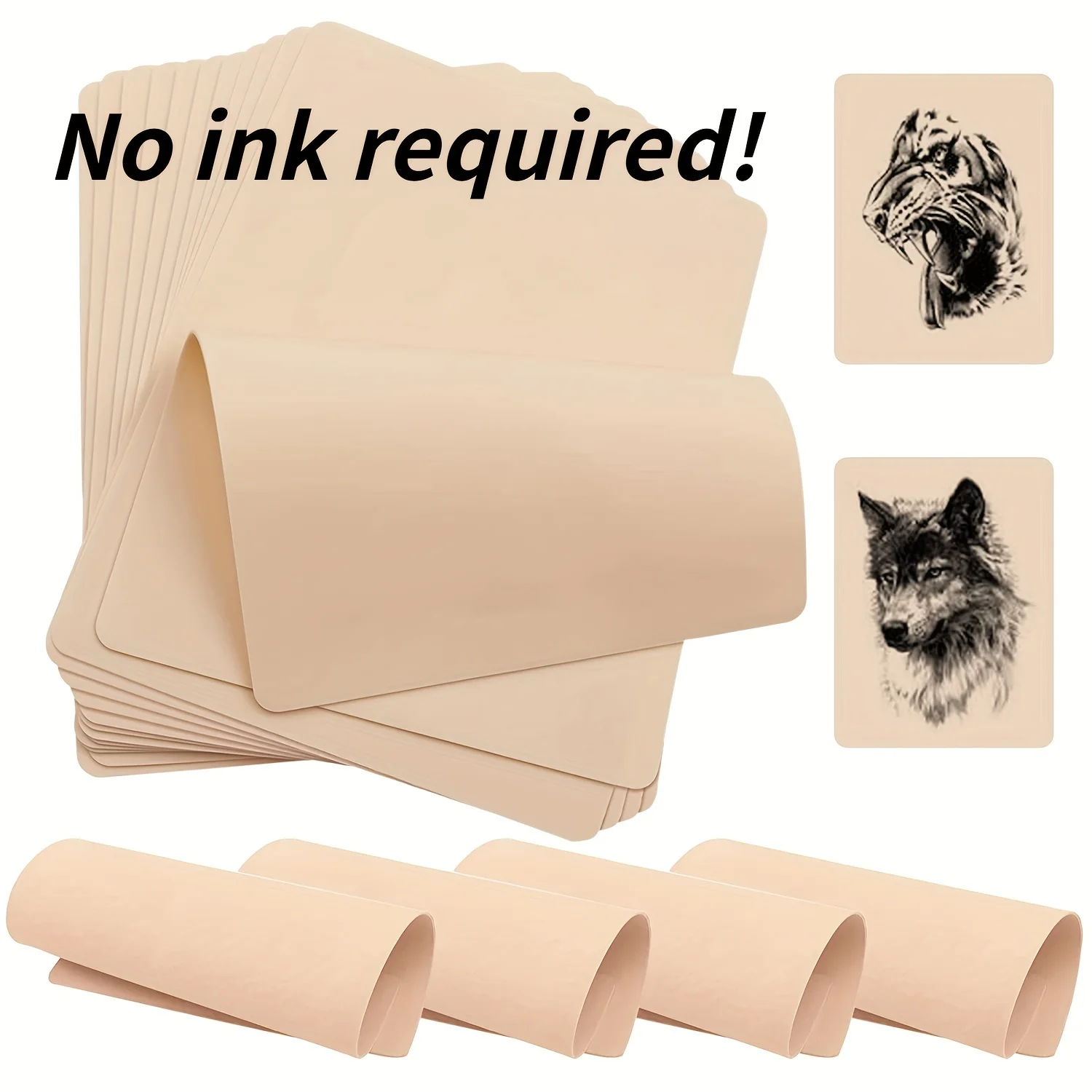 

5pcs/10pcs, No-ink Tattoo Silicone practice skin, 8.27*11.81 inch Double Sided Tattoo Skins Sheets for Tattoo Beginner Supplies