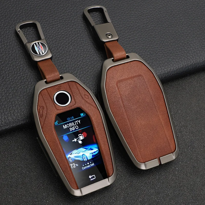 Zinc Alloy Leather Car Remote Key Case Display Key Cover Shell Skin for BMW 5 7 Series X3 X4 X5 X7 G30 G31 G11 G12 G01 GT 730Li