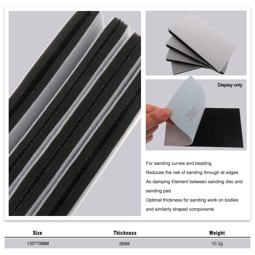 Tampone di interfaccia in spugna morbida 70X130 mm Cuscino con gancio e anello per piastra di supporto tampone Lucidatura per la lavorazione del legno automobilistica (5 pezzi)