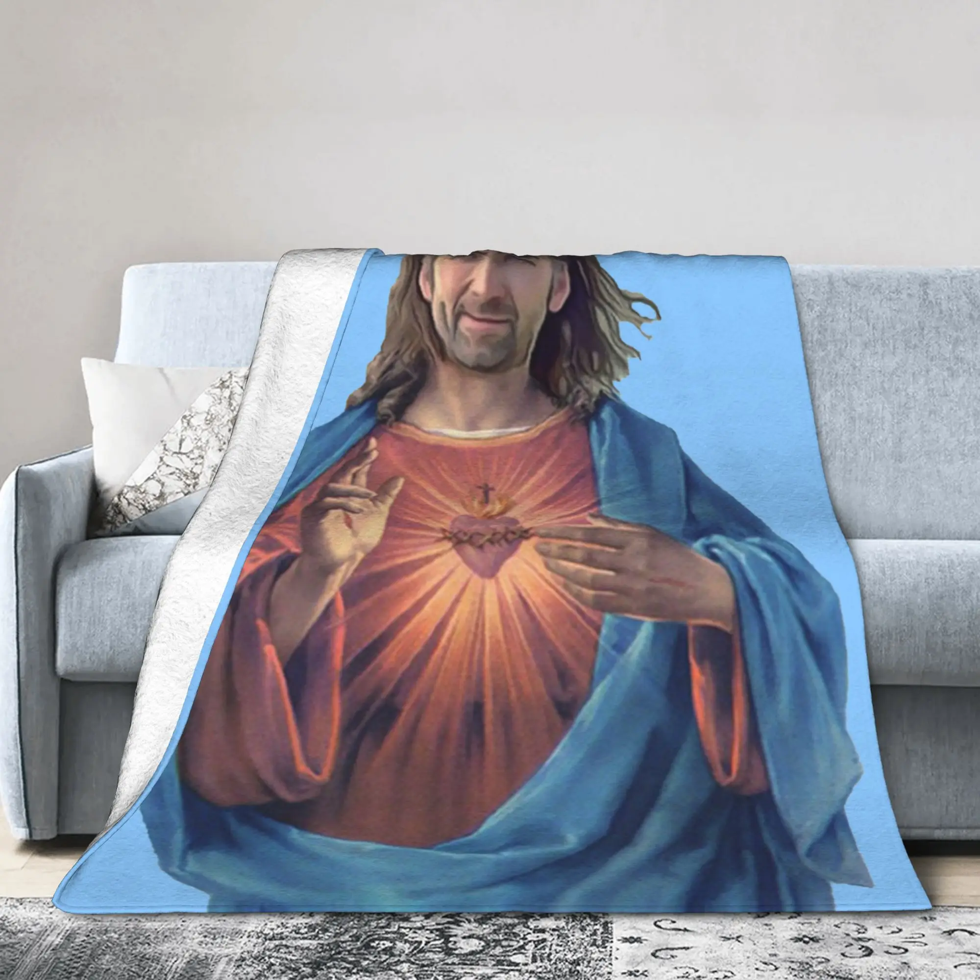 Nicolas Cage is Jesus Blanket Flannel All Season   Multifunction Ultra-Soft Throw Blanket for Home Couch Plush Thin Quilt