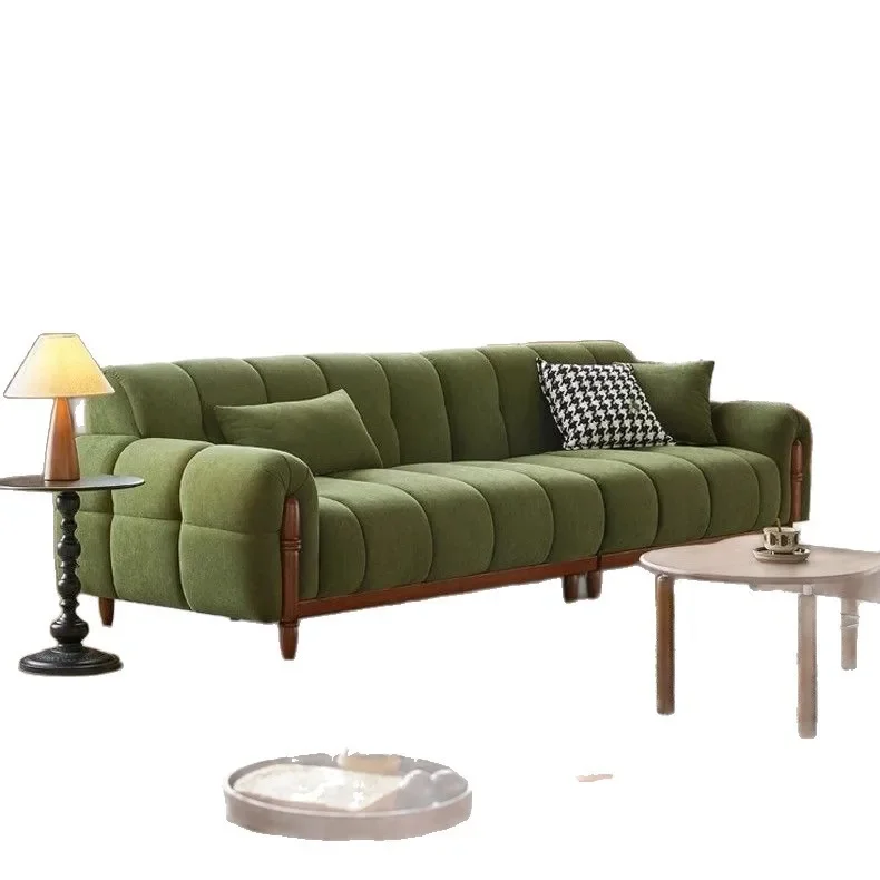 

American piano key sofa retro new dark green American cloth