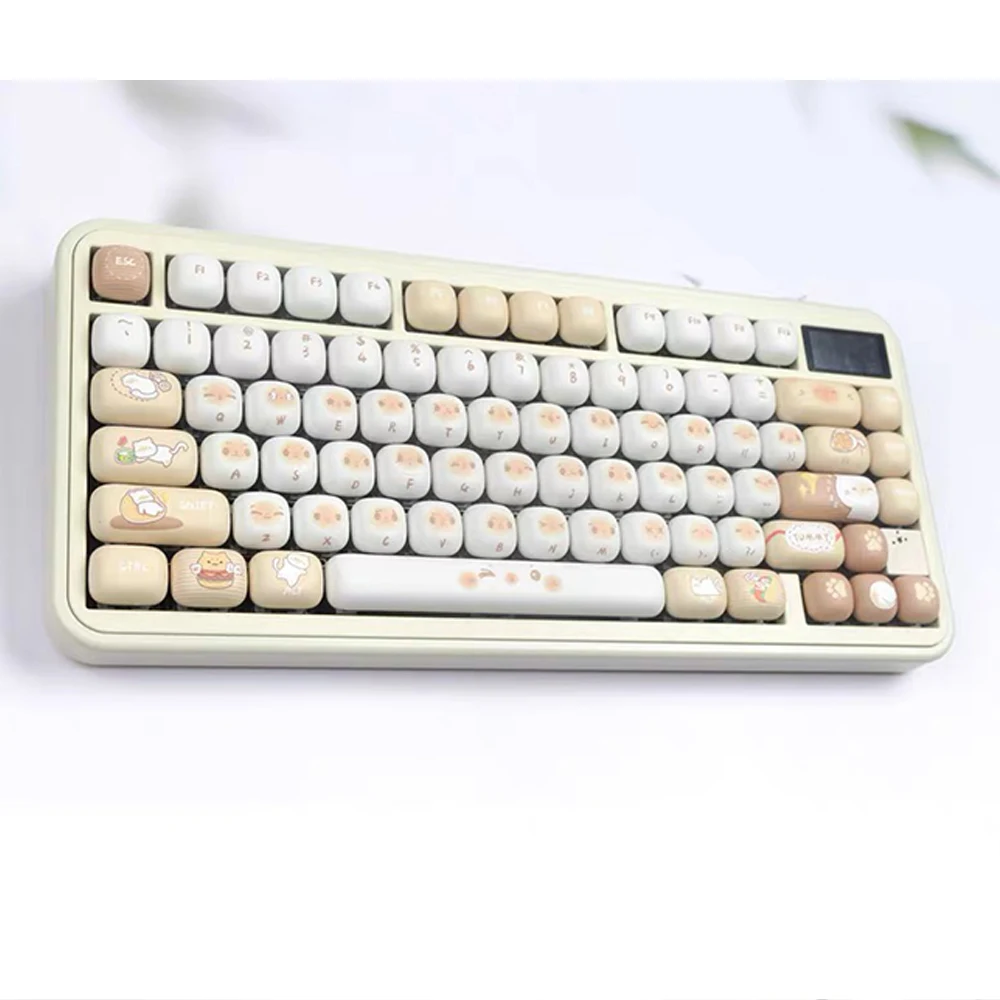 Teclas de pan al vapor de 136 teclas, perfil MOG, sublimación térmica, PBT, redondas, bonitas teclas Mantou para teclado mecánico para jugar, regalos