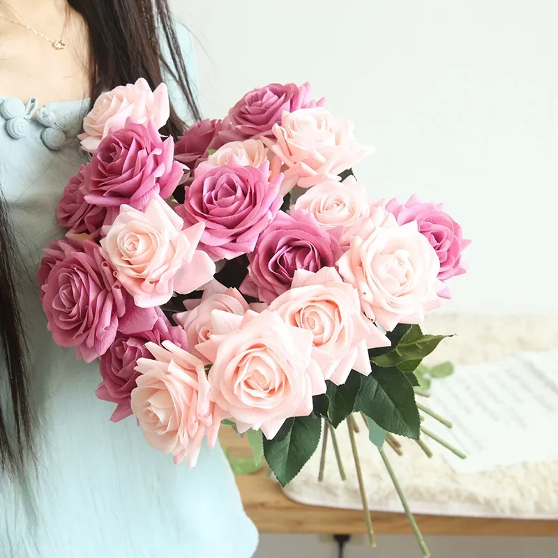 Artificial Flower Moisturizing Diamond Rose Home Decoration Wedding Hand Flower Wall Fake Flower Ins Artificial Plants