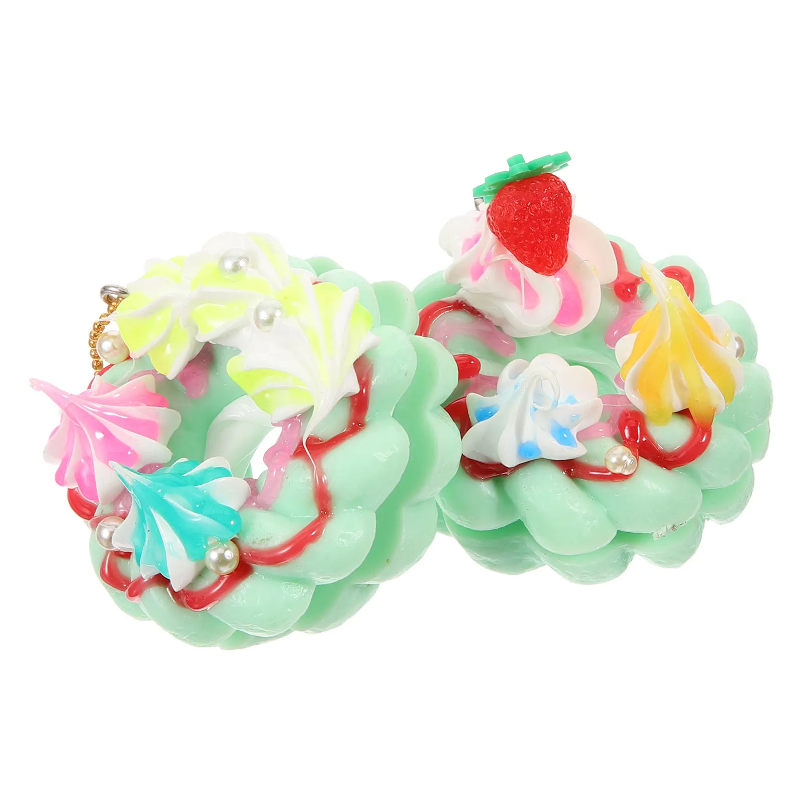 

2pcs Faux Doughnut Keychain Wear-Resistant Pvc Hanging Ornament For Bags Keys Cute Decorative Pendant Portable Accessories