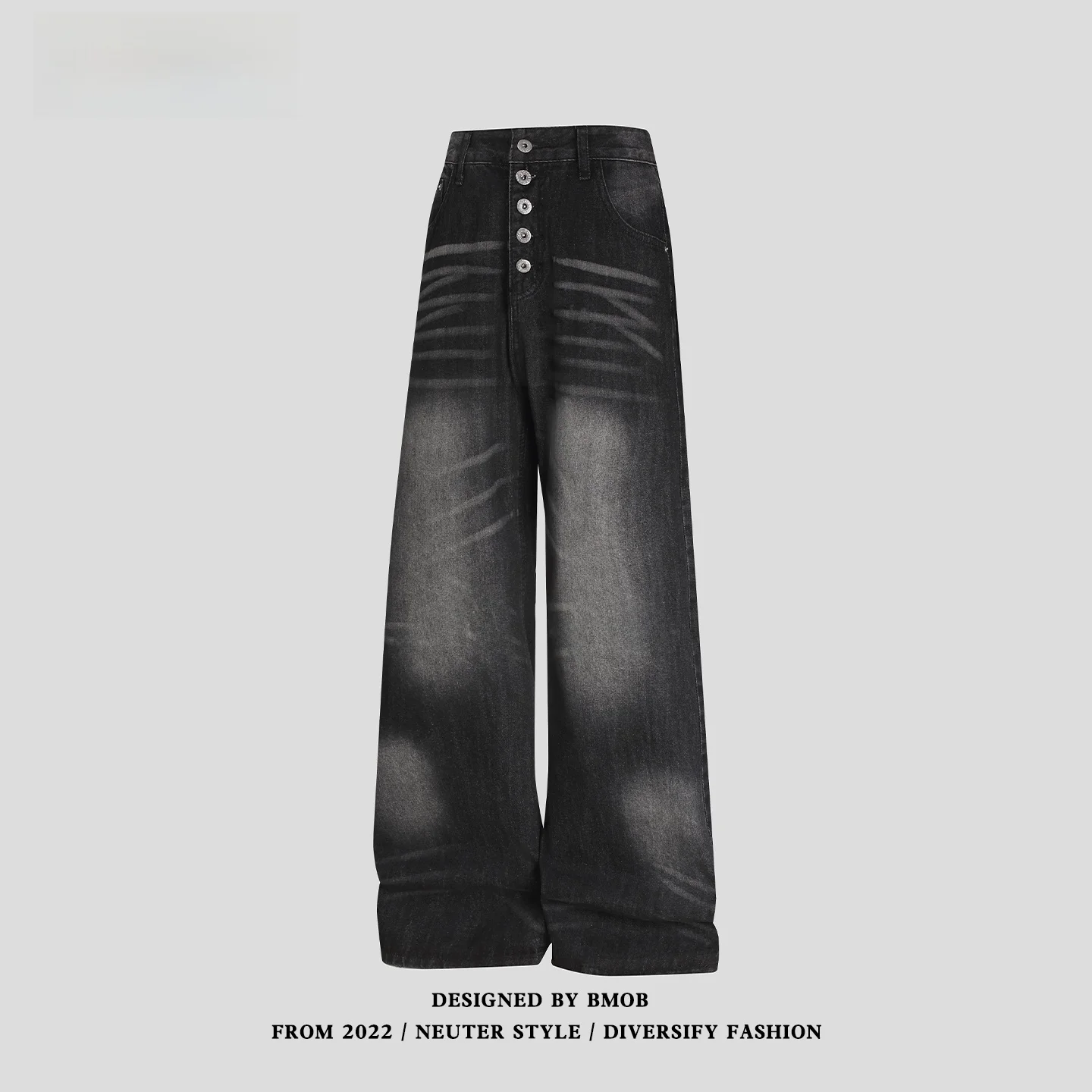 Calça Jeans Retrô Americana Lavada com Botões e Perna Larga para Homens e Mulheres - Design Moderno e Estiloso, Marca Tendênc...